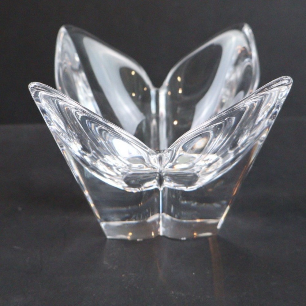 Orrefors Crystal Sweden Four Point Lotus Tulip Bowl